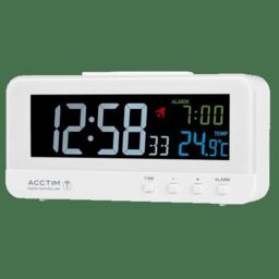 Acctim Rialto Digital Alarm Clock Radio Controlled Crescendo Alarm Thermometer High Contrast Coloured VA Display in White - thumbnail 4