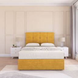 "Sloomy Jasmine Plush Bed Set With No Drawers Mattress & 26"" Headboard in Gold - Size: Super King" - thumbnail 1