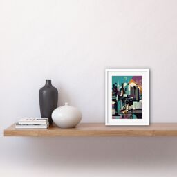 "Artery8 Wall Art Print Dundee City Modern Abstract Geometric Cityscape Artwork Framed 9X7 Inch in White - Size: W7"" x H9""" - thumbnail 2
