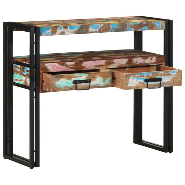 Berkfield Home End Tables Multicolour 90x33x75 cm Solid Reclaimed Wood&Metal in Brown - Size: 90 x 33 x 75 cm - image 1