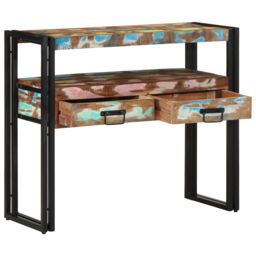 Berkfield Home End Tables Multicolour 90x33x75 cm Solid Reclaimed Wood&Metal in Brown - Size: 90 x 33 x 75 cm