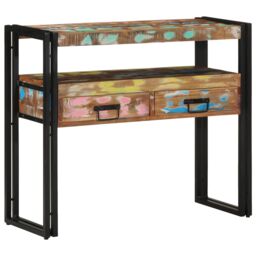Berkfield Home End Tables Multicolour 90x33x75 cm Solid Reclaimed Wood&Metal in Brown - Size: 90 x 33 x 75 cm - thumbnail 4