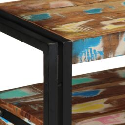 Berkfield Home End Tables Multicolour 90x33x75 cm Solid Reclaimed Wood&Metal in Brown - Size: 90 x 33 x 75 cm - thumbnail 8