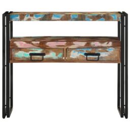 Berkfield Home End Tables Multicolour 90x33x75 cm Solid Reclaimed Wood&Metal in Brown - Size: 90 x 33 x 75 cm - thumbnail 5