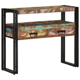 Berkfield Home End Tables Multicolour 90x33x75 cm Solid Reclaimed Wood&Metal in Brown - Size: 90 x 33 x 75 cm - thumbnail 3