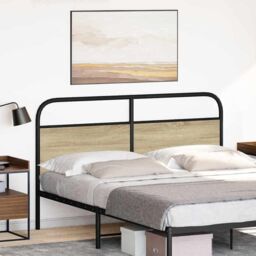 Berkfield Home Headboard Sonoma Oak 160 cm Steel & Engineered Wood in Brown - thumbnail 2