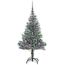 Berkfield Home Artificial Christmas Tree Snow Flocked with LED Light 120 cm in Green - thumbnail 3