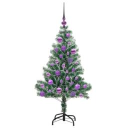 Berkfield Home Artificial Christmas Tree Snow Flocked with LED Light 120 cm in Green - thumbnail 4