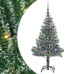 Berkfield Home Artificial Christmas Tree Snow Flocked with LED Light 120 cm in Green - thumbnail 2