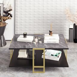 Decorotika Polka Marble Effect Coffee Table in Black - thumbnail 2