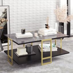 Decorotika Polka Marble Effect Coffee Table in Black