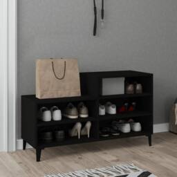 Berkfield Home Shoe Cabinet Black 102x36x60 cm Engineered Wood - Size: 102 x 36 x 60 cm - thumbnail 6