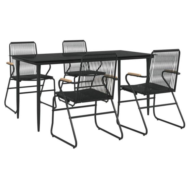 Berkfield Home Beautiful 5 Piece Garden Dining Set Black PVC Rattan - image 1