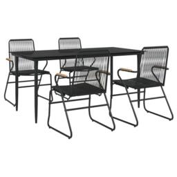 Berkfield Home Beautiful 5 Piece Garden Dining Set Black PVC Rattan - thumbnail 1