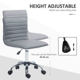 EONLION Mid-Back Adjustable Office Chair in Grey - Size: 100 cm - thumbnail 5