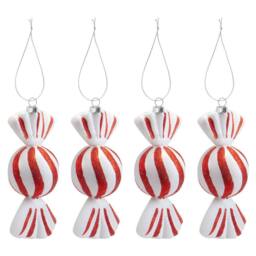 VFM e-Store Christmas Candy Hanging Decoration 17cm x 24cm Red X 4 - Size: 17 cm x 24 cm - thumbnail 1