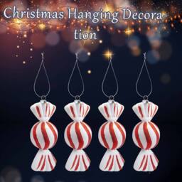 VFM e-Store Christmas Candy Hanging Decoration 17cm x 24cm Red X 4 - Size: 17 cm x 24 cm - thumbnail 3