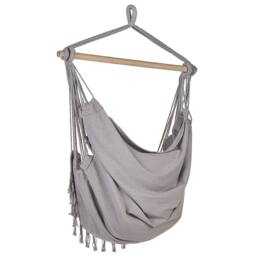 Wyld and Coco Hanging Hammock Chair Light Grey Cotton-Polyester Boho Swing - thumbnail 5