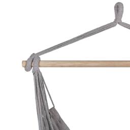 Wyld and Coco Hanging Hammock Chair Light Grey Cotton-Polyester Boho Swing - thumbnail 6