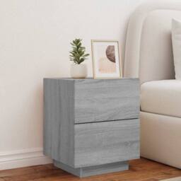 Berkfield Home Bedside Cabinet with LED Lights Grey Sonoma Engineered Wood - thumbnail 4