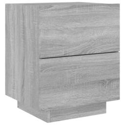 Berkfield Home Bedside Cabinet with LED Lights Grey Sonoma Engineered Wood - thumbnail 3