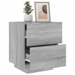 Berkfield Home Bedside Cabinet with LED Lights Grey Sonoma Engineered Wood - thumbnail 5