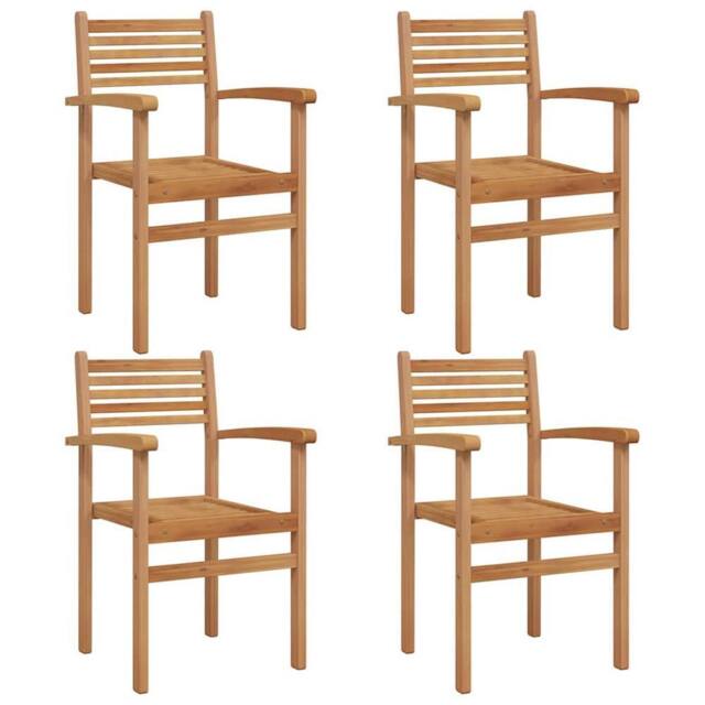 Berkfield Home Garden Stacking Chairs 4 pcs Brown 55.5 x 55.5 x 90 cm - image 1