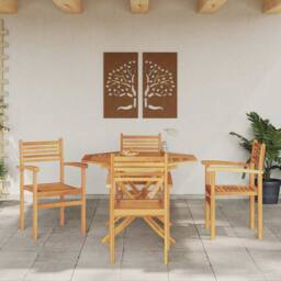 Berkfield Home Garden Stacking Chairs 4 pcs Brown 55.5 x 55.5 x 90 cm - thumbnail 3