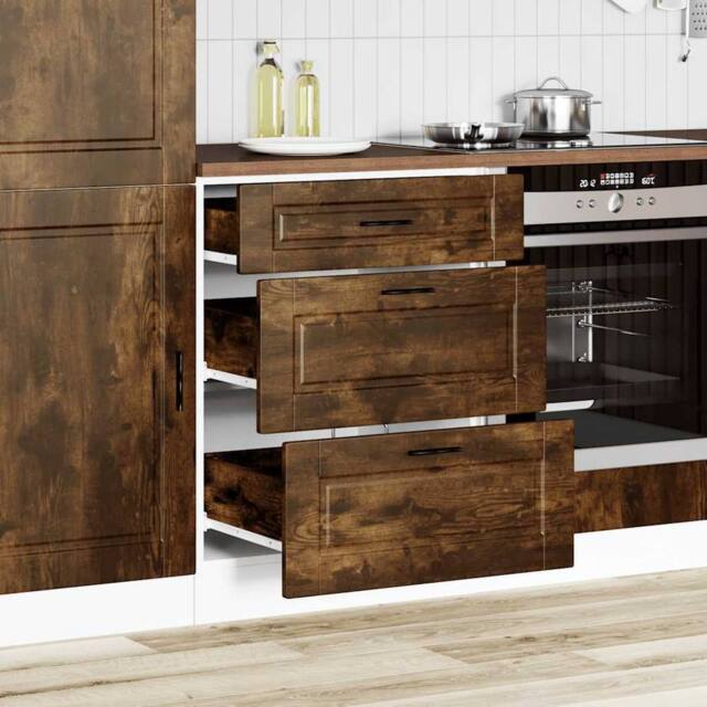 Berkfield Home Kitchen Base Cabinet Porto Smoked Oak Engineered Wood in Brown - image 1