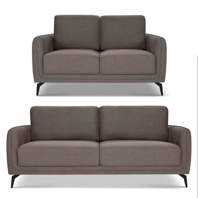 Bravich LTD Brixton Fabric Sofa Modern Scandinavian Living Room Settee in Dark Brown - Size: 2 Pack - image 1