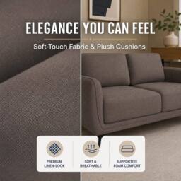 Bravich LTD Brixton Fabric Sofa Modern Scandinavian Living Room Settee in Dark Brown - Size: 2 Pack - thumbnail 4