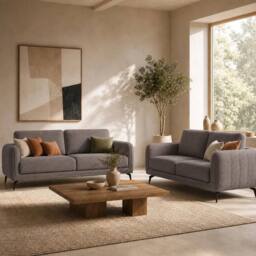 Bravich LTD Brixton Fabric Sofa Modern Scandinavian Living Room Settee in Dark Brown - Size: 2 Pack - thumbnail 3