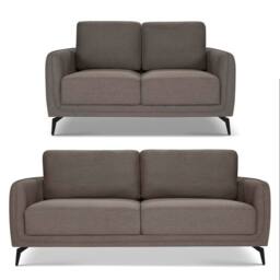 Bravich LTD Brixton Fabric Sofa Modern Scandinavian Living Room Settee in Dark Brown - Size: 2 Pack - thumbnail 1