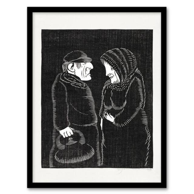Artery8 Samuel J De Mesquita Framed Wall Art Print Fantasy Man & woman in Black - Size: A4 - image 1