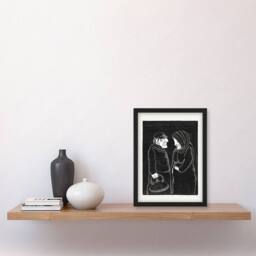Artery8 Samuel J De Mesquita Framed Wall Art Print Fantasy Man & woman in Black - Size: A4 - thumbnail 2