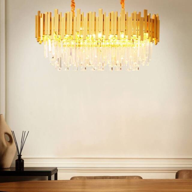 Wyld and Coco Gold Aluminium Chandelier with Glass Crystals - image 1
