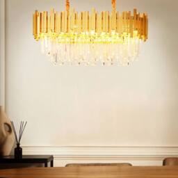Wyld and Coco Gold Aluminium Chandelier with Glass Crystals - thumbnail 1