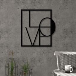 Decortie Modern Metal Wall Art 'Love' Minimalist Decorative Hanging Sculpture in Black - thumbnail 1