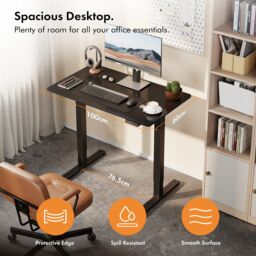 VonHaus Small Home Office Electric Standing Desk with USB-C Charging in Black - thumbnail 3