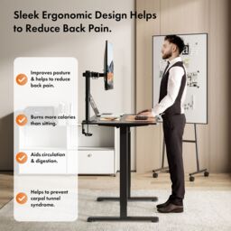 VonHaus Small Home Office Electric Standing Desk with USB-C Charging in Black - thumbnail 5