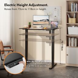 VonHaus Small Home Office Electric Standing Desk with USB-C Charging in Black - thumbnail 2