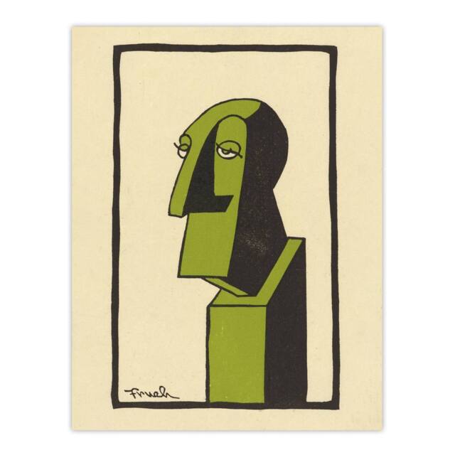 "Artery8 Alfred Frueh John Drew Actor Caricature Portrait Wall Art Print in Beige - Size: W12"" x H16""" - image 1