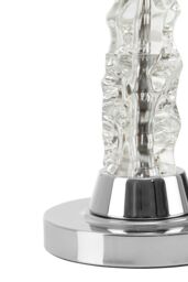 Orsina Contemporary Chrome Table Lamp With Palm Tree Base, Luxe Metal Table Lamp With White Fabric Shade in Silver - thumbnail 4