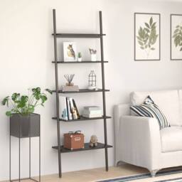 Berkfield Home 5-Tier Leaning Shelf Black 64x34x185.5 cm - thumbnail 2