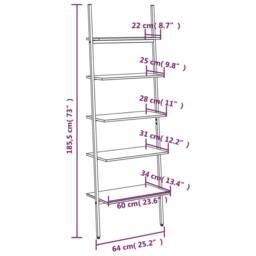 Berkfield Home 5-Tier Leaning Shelf Black 64x34x185.5 cm - thumbnail 8