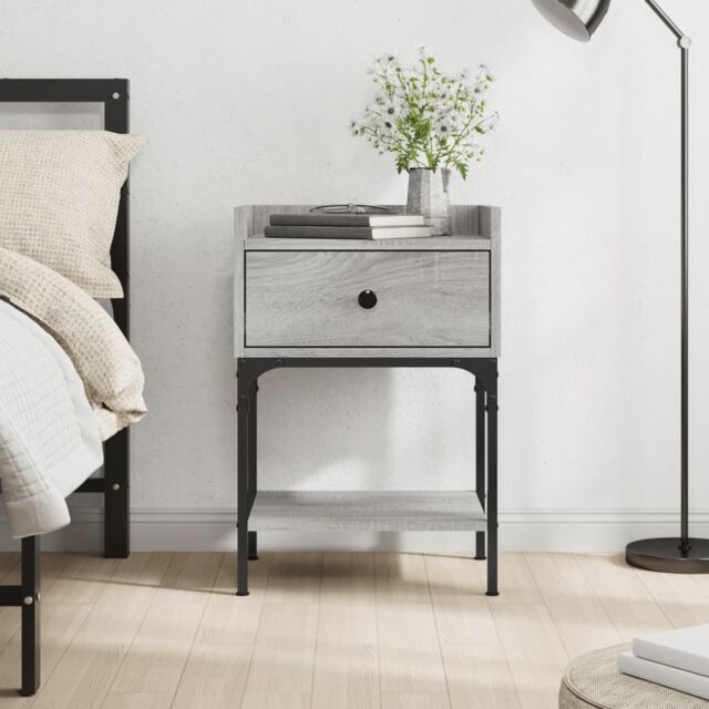 Berkfield Home Bedside Table Grey Sonoma 40.5x31x60 cm Engineered Wood - image 1