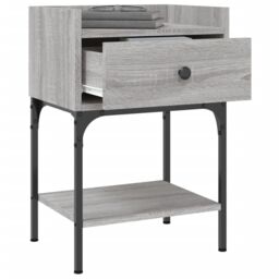 Berkfield Home Bedside Table Grey Sonoma 40.5x31x60 cm Engineered Wood - thumbnail 4