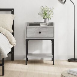 Berkfield Home Bedside Table Grey Sonoma 40.5x31x60 cm Engineered Wood - thumbnail 1