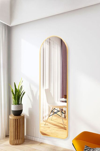 Living and Home 40cm W x 120cm H Gold Arch Wall-Mounted Full Length Mirror - Size: 40 cm W x 120 cm H