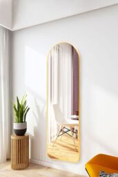 Living and Home 40cm W x 120cm H Gold Arch Wall-Mounted Full Length Mirror - Size: 40 cm W x 120 cm H